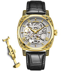 Vente en gros de montres mécaniques automatiques rétro de luxe pour hommes bracelet en cuir étanche sculpté avec cadran pointeur - Product Image 3