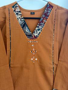 Ensemble Salwar Kameez en coton orange pour femmes, vêtements décontractés traditionnels indiens et pakistanais, coupe ample, longueur cheville, imprimé - Product Image 2