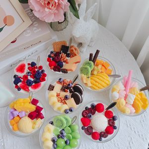 Bougie artisanale en cire de soja, nouveauté, en forme de dessert, bol de yaourt aux fruits simulés, cadeau de table unique - Product Image 1