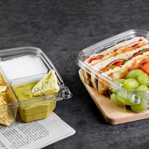 Caja de aperitivos cuadrada desechable de 3 compartimentos de alta calidad Contenedor Grab-N-Go para uso multiusos Reciclable para Fideos de alimentos - Product Image 6