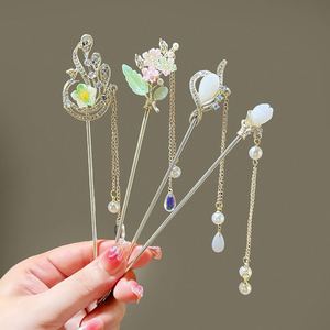 Horquillas para el Cabello con Diseño de Mariposa y Pedrería, Estilo Tradicional Chino, Accesorios con Borlas de Cristal, Horquillas Deslizantes - Product Image 3