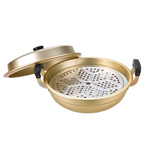 Jade Bird Double Ear Steamer Stir Fry Pot Aluminum Round Bottom With Lid Multi Functional Cooking Steaming Pot - Product Image 1