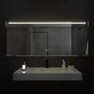 ללא מסגרת יוקרה אליפסה מואר זהב מסלול אינטליגנטי תלייה על קיר אמבטיה חכמה נגד ערפל מסך מגע מראה אמבטיה עם אור led