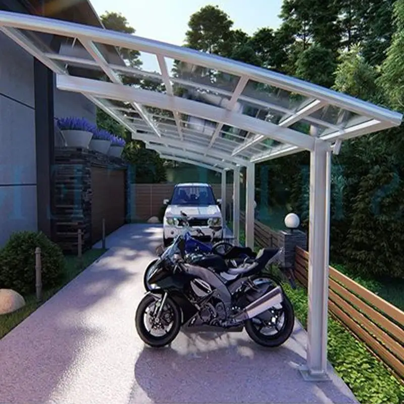 Structure en aluminium solide abri d'auto autoportant toit en polycarbonate tente de stationnement de voiture auvent à cadre métallique