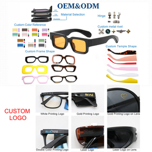 แว่นกันแดดทรงสี่เหลี่ยมสีดำ Imamba Custom Logo UV400 ดีไซน์หรูหราสไตล์เรโทรวินเทจ กรอบสีน้ำเงิน แฟชั่นทรงสี่เหลี่ยมผืนผ้า - Product Image 6