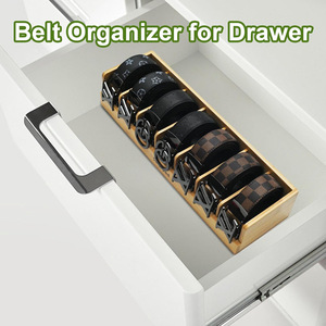 Bamboo 7 Compartment Belt Storage Rack For Men Home <b>Wardrobe</b> Drawer Organizer Durable Standing Type Bedroom Storage - Product Image 4