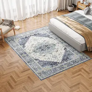 Oturma odası alan kilim baskı halı yıkanabilir yumuşak Boho kaymaz düşük kazık sıkıntılı Accent halı