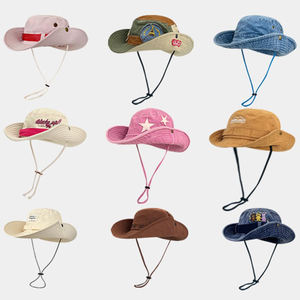 หมวกทรงถังสำหรับผู้หญิงหมวกทรงคาวบอยป้องกันแสงแดดพร้อมเชือกสำหรับตั้งแคมป์กลางแจ้ง - Product Image 1