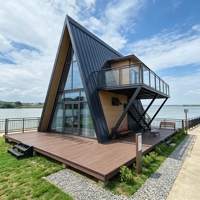 Casa Prefabricada Triangular en Forma de A, Aislamiento Acústico, Villa Modular Pequeña para Alojamiento Turístico de Corta Duración en Resorts junto al Lago