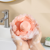 Bola Pancuran PE warna ganda besar multifungsi, bola mandi bentuk bunga banyak warna, Eksfoliasi mandi Luffa Loofa loifa