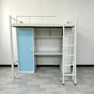 Compact Metal <strong>High</strong> <strong>Sleeper</strong> Bed with Computer Table and Safety Guardrails for <strong>Small</strong> Rooms - Product Image 4