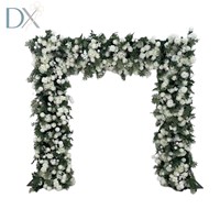 Gapura Bunga Persegi Realistis dengan Daun Hijau Putih dari Sutra untuk Latar Belakang Pernikahan 8FT X 8FT, Dekorasi Pintu Masuk Resepsi Natal dan Tahun Baru