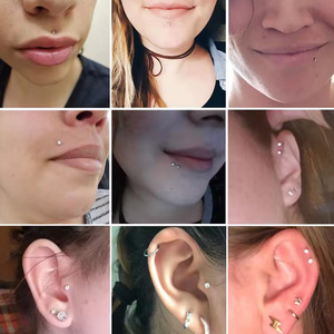 Piercing de lèvre en titane G23 avec zircone ronde, clou simple pour piercing corporel, boucle d'oreille unisexe pour usage quotidien - Product Image 1