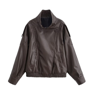 Vêtements pour femmes élégants de style europé<span class=keywords><strong>en</strong></span> et américain, nouvelle mode d'automne, vente <span class=keywords><strong>en</strong></span> gros, <span class=keywords><strong>veste</strong></span> <span class=keywords><strong>en</strong></span> <span class=keywords><strong>simili</strong></span> <span class=keywords><strong>cuir</strong></span> 3D - Product Image 5