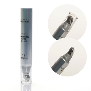 Tube de crème pour les yeux argenté avec logo personnalisé, tête de brosse massante en acier inoxydable, emballage cosmétique vide en plastique souple à presser pour soins de la peau - Product Image 5