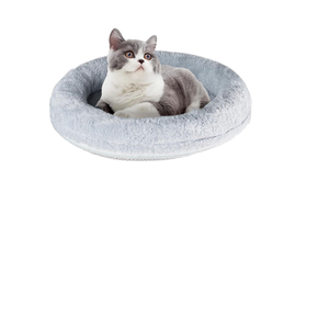 Cama de perro nido de gato de felpa de 2,5 cm de grosor, respetuosa con el medio ambiente, alfombrilla de invierno de 45cm de diámetro, pequeña XL, disponible, extraíble, seda, bambú, mascota - Product Image 1