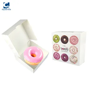 कागज डोनट पैकेजिंग केक आकार मिनी मुद्रित छोटे संभाल के साथ गत्ता खाद्य भंडारण मुद्रण प्रदर्शन लेपित पेस्ट्री बॉक्स