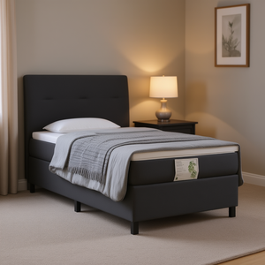 Dark <b>Grey</b> Fabric Up-Holstered Bed <b>Frame</b> 100% Polyester Plywood Box Spring Modern Soft Bed - Product Image 2