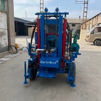 Machine de forage de puits portable CE ISO pour usine, portée maximale 200m, sur trois roues, pour puits d'eau et forages