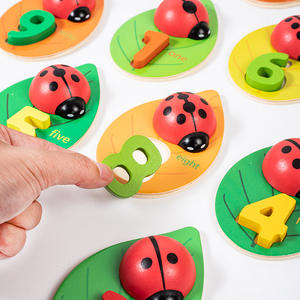 2025 inglés matemáticas enseñanza ayuda mariquita forma Juego a juego contando Color cognitivo madera Montessori rompecabezas educativo Juguetes - Product Image 3