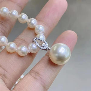 WENCHI S925 จี้เงินทรงกลมขนาด 9-15 มม. สำหรับทำสร้อยคอ DIY พร้อมฐานเปล่า 10394-อุปกรณ์เสริมด้วยไข่มุกเม็ดเดี่ยวจากจีน - Product Image 2