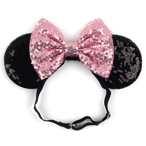 Classic <strong>Mouse</strong> Ears Headband with Big Sequin <strong>Bow</strong> Glitter <strong>Bow</strong> for Birthday Party Bachelorette Costume Accessory - Product Image 3