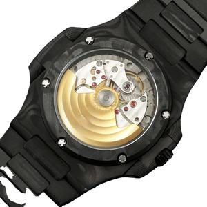 Reloj de Pulsera de Lujo para Hombre de Alta Gama con Patrón Damasco, Fibra de Carbono, Caja Octogonal de 40 mm, Esfera Negra Mate, Fecha Automática, Resistente al Agua - Product Image 6
