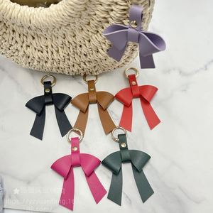 Hr Stocked Pu Elegant Keychain Charm Bag Purse Leather <b>Bow</b> Knot Key Ring for Gifts - Product Image 5