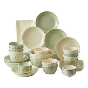 2026 New Cream Style Ceramic Bowl Dish <b>Set</b> with Spoon/Fork/Knife/Chopsticks <b>Microwave</b> & Dishwasher Safe Leak-Proof Nordic Design - Product Image 4