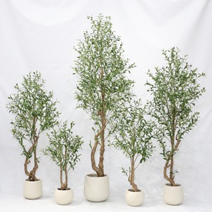 Plante artificielle verte en pot pour sol, ornement d'intérieur, olivier populaire pour la décoration de magasin, combinaison d'oliviers artificiels - Product Image 6