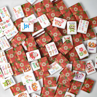 Jeu de Mahjong Américain en Acrylique Double Couche Incrusté, Motif Chat de Dessin Animé Mignon de Noël, Collection Festive, Cadeau, Tuiles de Mahjong