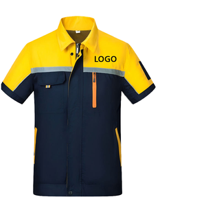 Men's Short Sleeve <b>High</b> Visibility Safety <b>Shirt</b> Reflective Tape LED Flash Colorblock Design Zipper Pockets Custom Logo ANSI - Product Image 1