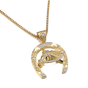 Jasen di lusso 925 argento animale ciondolo <span class=keywords><strong>cavallo</strong></span> ciondolo scintillante zircone <span class=keywords><strong>pietra</strong></span> con 18K placcatura in oro per grande festa o spettacolo - Product Image 1