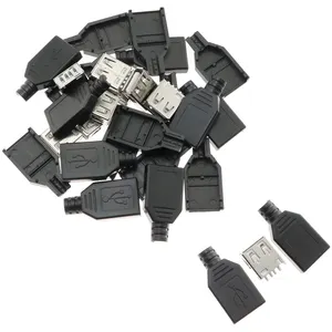 Großhandel kunststoff stecker abdeckung-Type A Male USB 4 Pin Plug Socket Connector mit Black Plastic Cover für DIY