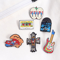 Broche Rétro Guitare et Cassette Classique Style Punk, Accessoire de Tenue, en Alliage Émaillé