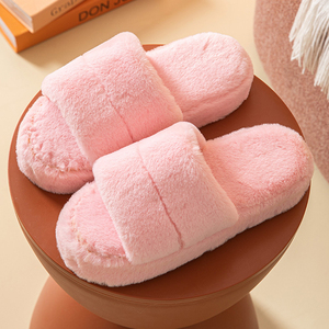 Mode peluche bout ouvert fond plat décontracté été doux chaud fourrure <span class=keywords><strong>poilue</strong></span> pour les femmes - Product Image 1