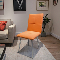 Chaise de salon en PU orange, style moderne, design en grille, dossier confortable, rembourrée, pour salon, chambre à coucher, hôtel
