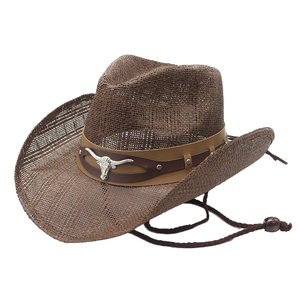 Cappello di Paglia da Cowboy Classico di Alta Qualità con Bordo Largo e Patch Ricamata, per Estate e Spiaggia, Personalizzabile con Logo - Product Image 1