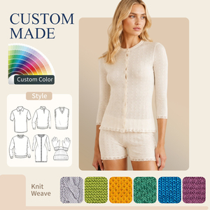 Cardigan <span class=keywords><strong>in</strong></span> Lana Leggero a Maniche Lunghe <span class=keywords><strong>con</strong></span> <span class=keywords><strong>Pizzo</strong></span> e Lavorazione Pointelle, Maglione da Donna per Occasioni Casual - Product Image 1