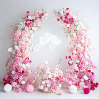 Arrangements floraux de scène de mariage en gypsophile, accessoires de fête, fleurs artificielles de haute qualité, arches de fleurs roses, décoration pour anniversaire