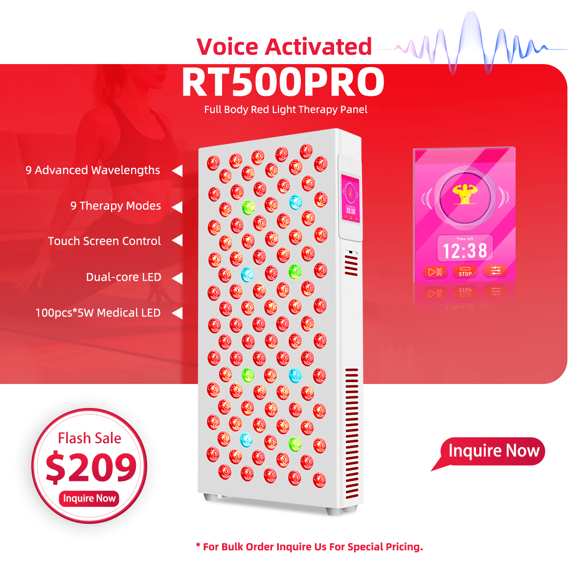 RT500PRO 9 Wavelengths Voice Control Red Light Therapy Panel
