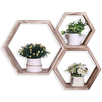 Étagères murales en bois et hexagonales noir de haute qualité, flottantes pour le salon, la cuisine et la chambre à coucher