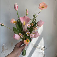 Bouquet floral artificiel LQ de style coréen Mori, réaliste, léger et durable, fait main, tulipes et lys pour séances photo de mariage