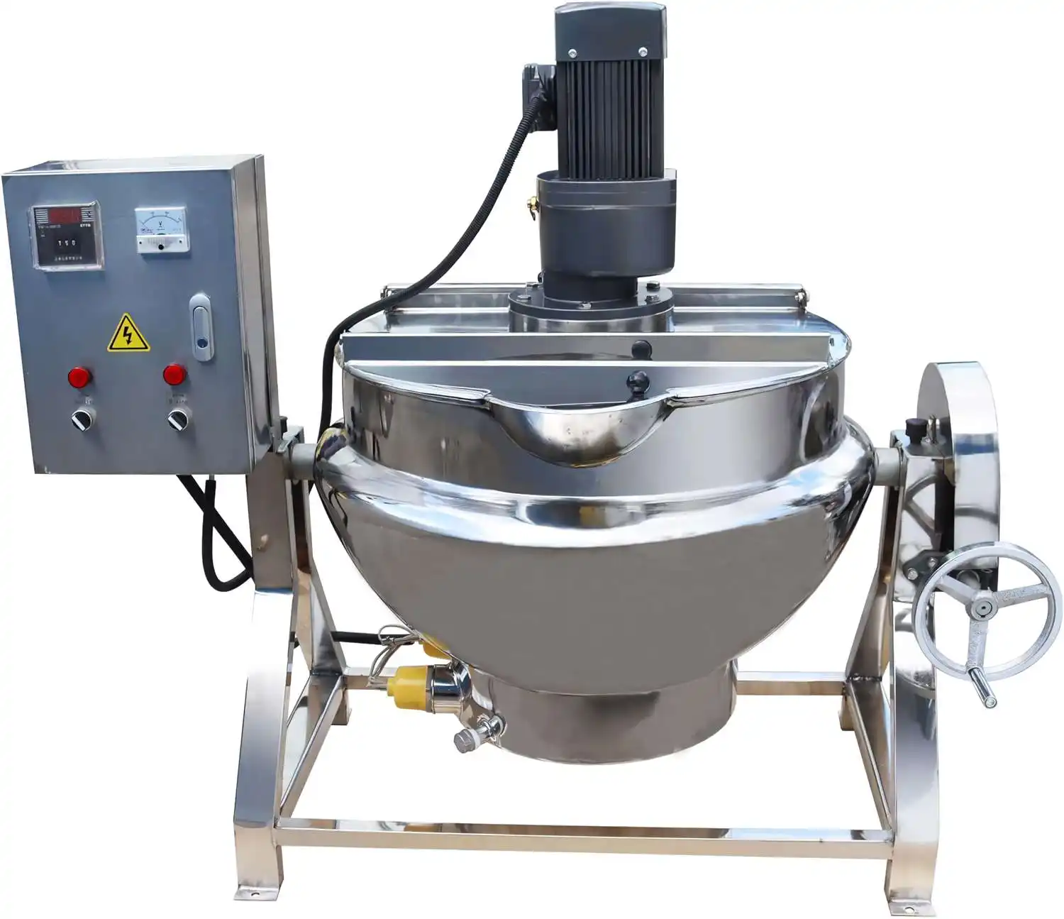 400 Liter Lebensmittelverarbeitung Edelstahl automatische Temperaturregelung kippbar elektrische Heizung Jackett-Kessel mit Mischer