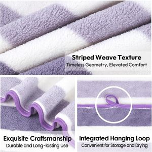 2pcs/ <b>Set</b> Stripe Coral Fleece <b>Towel</b> and <b>Bath</b> <b>Towel</b> <b>Set</b> Adult Coral Velvet Soft <b>Bath</b> Microfiber Home Absorbs Water <b>Towel</b> <b>Set</b> - Product Image 2