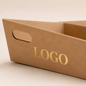 Wholesale Eco Friendly Gift <strong>Basket</strong> Packaging <strong>Kit</strong> Factory Custom Logo Brown Kraft Tray with Clear Bag Gold Bow - Product Image 5