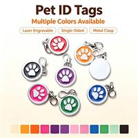 Pendentif rond pour chien avec empreinte de patte, gravure laser, breloque pour collier d'animal de compagnie