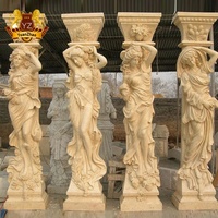 Conception extérieure colonne solide de construction de haute qualité colonne romaine en pierre Beige naturelle colonne de travertin de Style classique italien
