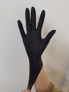 Custom Nitrile nero blu 9 pollici 5mil salone Spa tatuaggio salone impugnatura in lattice Make up 100% monouso guanti in Nitrile - Product Image 5