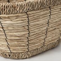 Panier de rangement en osier tressé à la main avec poignées métalliques, panier en jonc de mer naturel pour l'organisation et la décoration de la maison